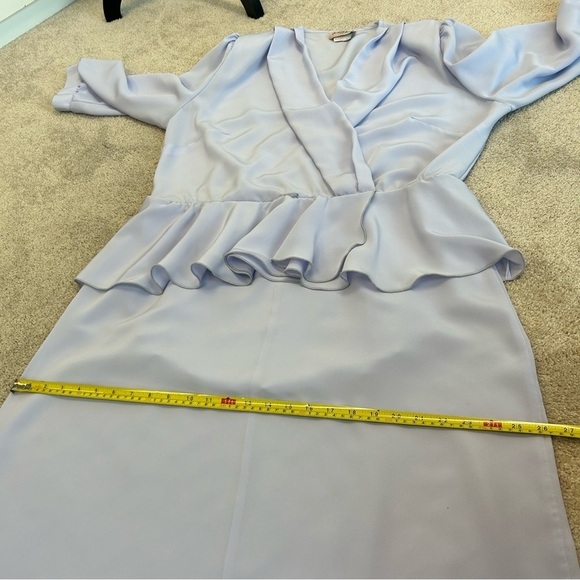 FORGOTTEN Women vintage light pastel lilac purple ruffle peplum dress sz 16.5 - Picture 9 of 11